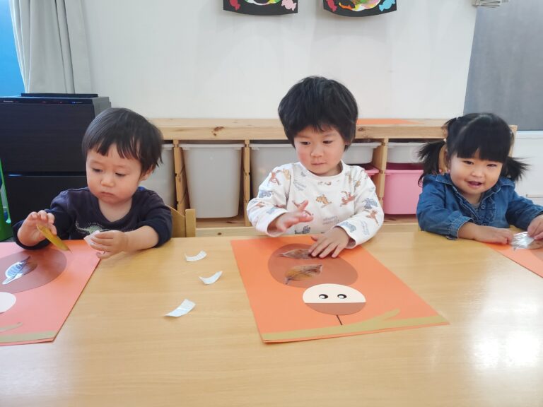 どんなミノムシができるかな☺️(1歳児🐬)