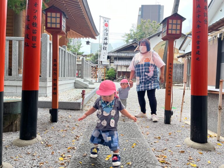 保護中: 神社の中には何があるかな？(0歳児🦦)